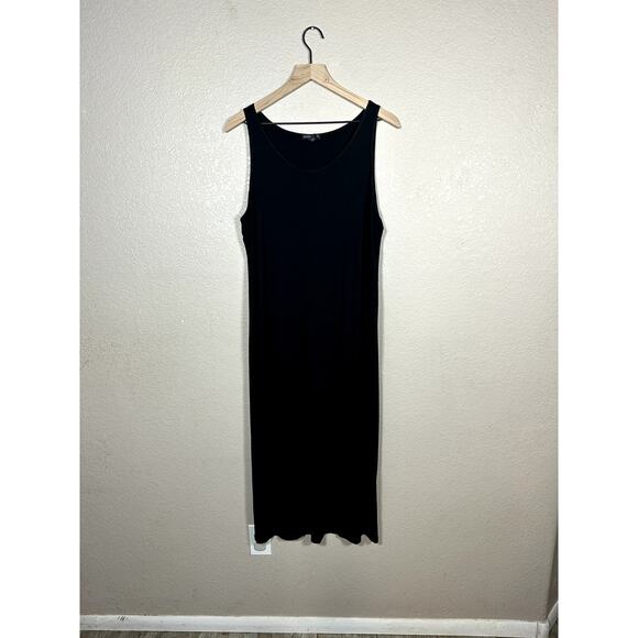Eileen Fisher Black Tank Maxi Cotton Blend Dress Size Extra Large - Picture 1 of 6